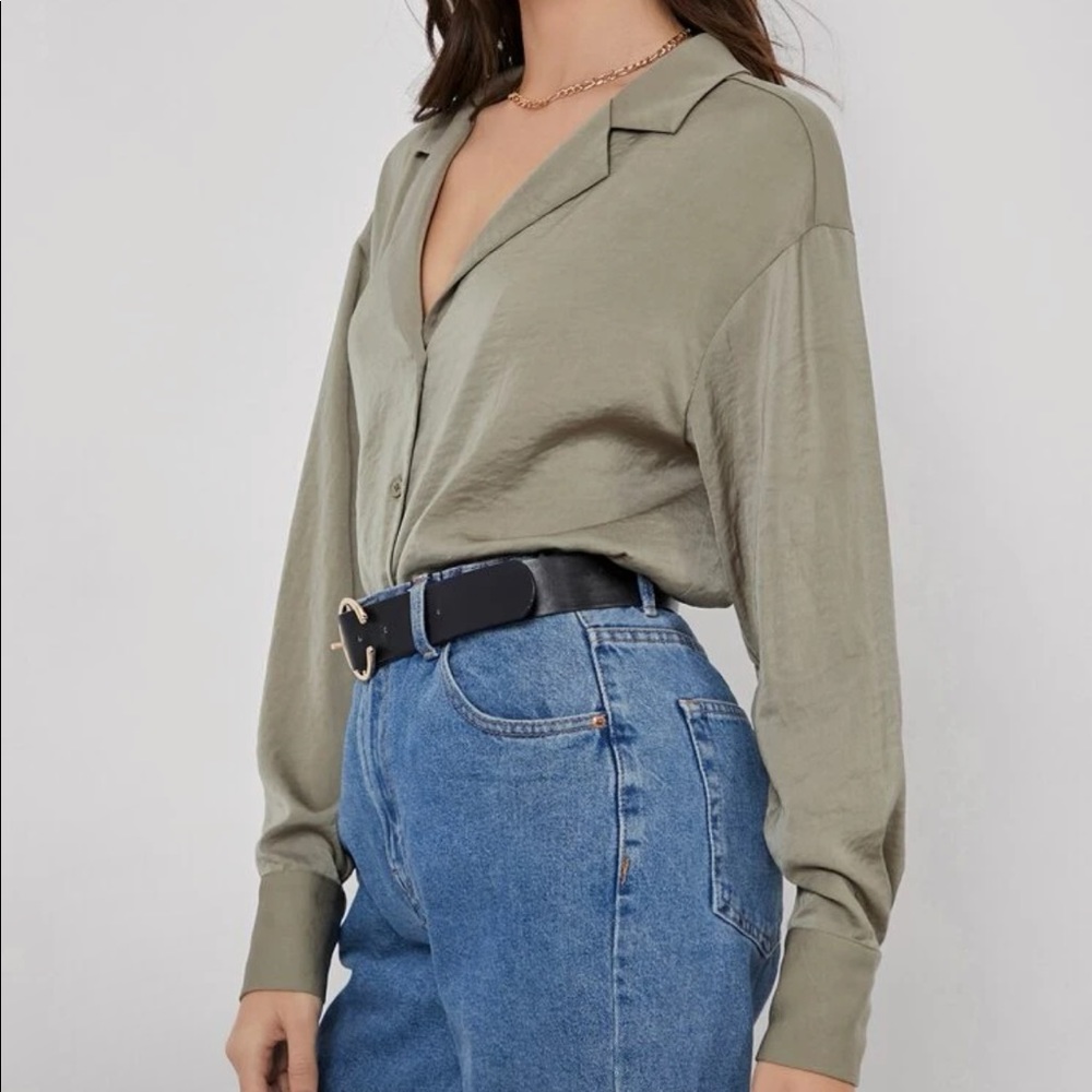 Button Front Drop Shoulder Blouse - image 3
